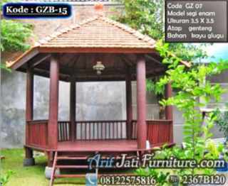 Gazebo Kayu Kelapa Segi Enam