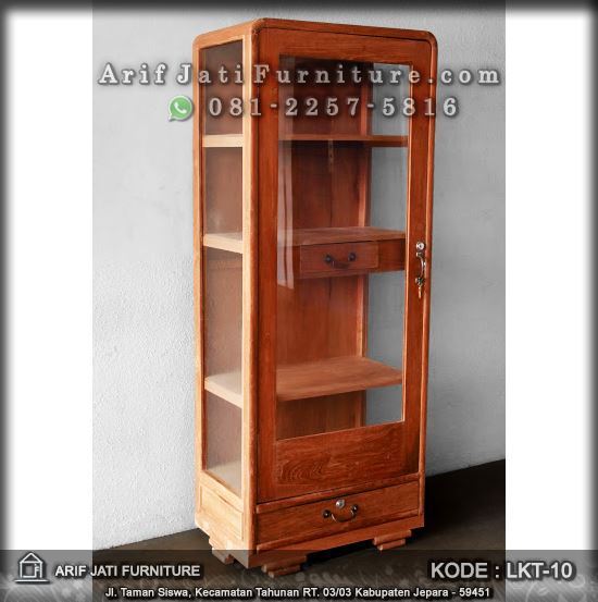  Lemari  Kaca  Kayu Jati Minimalis Retro  ARIF JATI FURNITURE