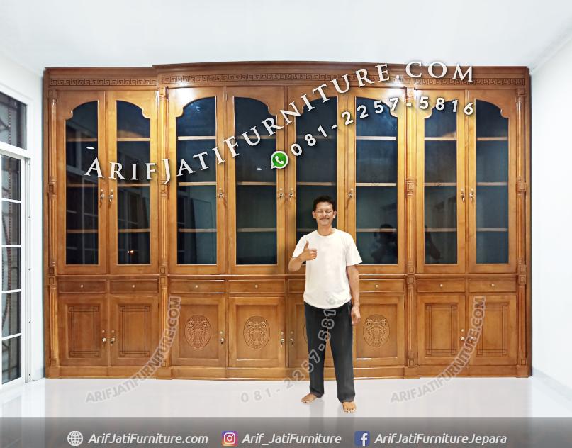 Lemari Rak Buku Mewah Jati Jepara