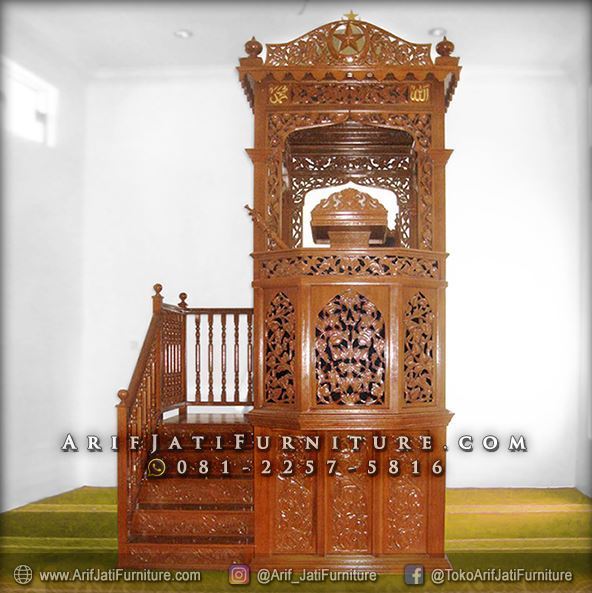 Mimbar Masjid Mewah Ukir Kayu Jati