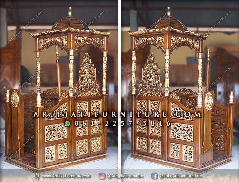 Mimbar Masjid Atap Kubah Ukir Jepara
