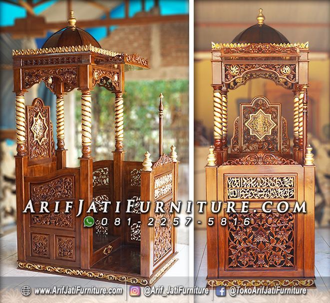 Mimbar Masjid Kubah Jati Tiang Ulir