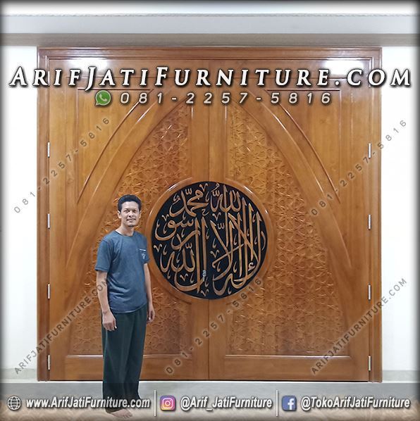 Pintu Masjid Kayu Jati Jepara Terbaru