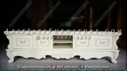 Meja TV Klasik Mewah Cat Duco Putih