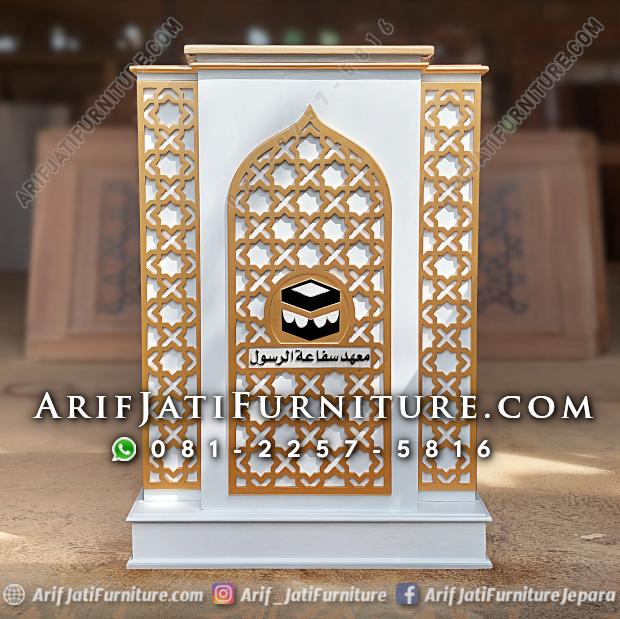 Mimbar Podium Masjid Minimalis Putih