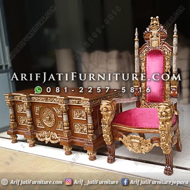 Meja Kantor dan Kursi Ukir